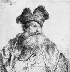 Portrait of an old man (etching) (b/w photo) | Obraz na stenu
