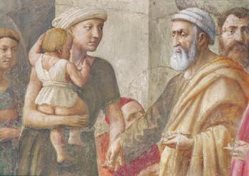 Detail of St Peter and the woman and child, from St. Peter and St. Paul Distributing Alms, c.1426 (fresco) (detail of 57194) | Obraz na stenu