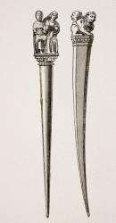 Styli used for writing in the 14th century, from 'Le Moyen Age et La Renaissance' by Paul Lacroix (1806-84) published 1847 (litho) | Obraz na stenu
