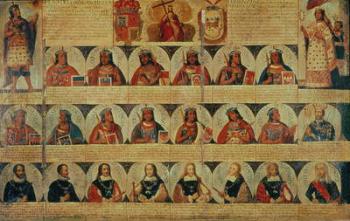 Genealogy of the Inca rulers and their Spanish successors from Manco Capac, the first Inca king, to Ferdinand VI of Spain, c.1750 (panel) | Obraz na stenu
