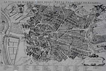 Map of Madrid (litho) (b/w photo) | Obraz na stenu