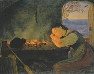 Girl Sleeping by the Fire, 1843 (oil on canvas) | Obraz na stenu