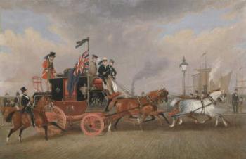 'The Last of the Mail Coaches': The Edinburgh-London Royal Mail at Newcastle-upon-Tyne, 5th July 1847, 1848 (oil on canvas) | Obraz na stenu