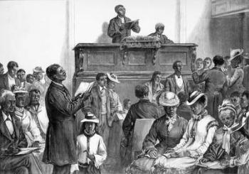 American Sketches: A Negro Congregation at Washington, from 'The Illustrated London News', 18th November 1876 (engraving) (b/w photo) | Obraz na stenu