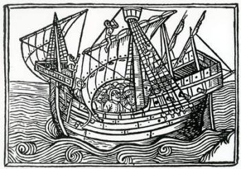 A Spanish Ship, 1496 (woodcut) | Obraz na stenu
