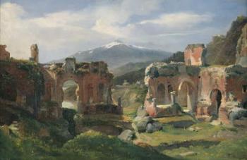 Ruins of the Theatre at Taormina (oil on canvas) | Obraz na stenu