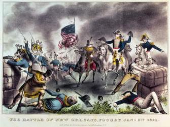 The Battle of New Orleans, 8th January 1814 (colour litho) | Obraz na stenu