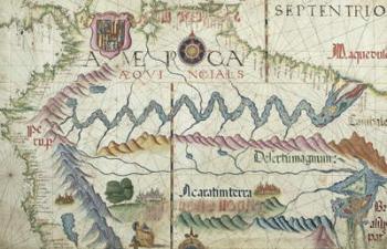 Northern South America, detail from a world atlas, 1565 (vellum) | Obraz na stenu