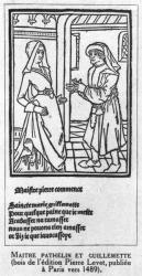 Maitre Pathelin and Guillemette, illustration from 'The Farce of Master Pathelin', c.1489 (woodcut) | Obraz na stenu
