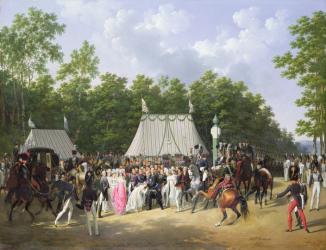 Louis XVIII (1755-1824) Greeting Marie-Caroline-Ferdinande de Bourbon, Princess of Sicily, at the Croix de Saint-Herem in the Forest at Fontainebleau, 15th June 1816, 1817 (oil on canvas) | Obraz na stenu