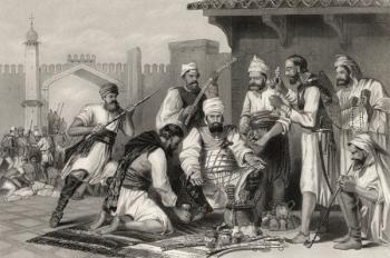 Sikh troops dividing the spoil taken from mutineers, from 'The History of the Indian Mutiny' published in 1858 (engraving) | Obraz na stenu