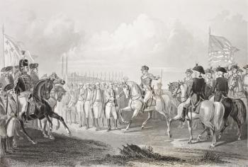 Surrender of Lord Cornwallis at York Town, Virginia, October 19, 1781, from 'Gallery of Historical Portraits', published c.1880 (litho) | Obraz na stenu