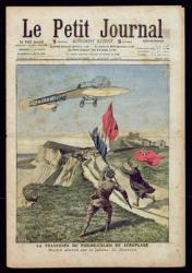 Louis Bleriot (1872-1936) landing at Dover, from 'Le Petit Journal', 8th August 1909 (coloured engraving) | Obraz na stenu