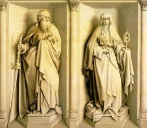 St. James the Great and St. Clare, predella panel from The Nuptials of the Virgin (oil on panel) (see 53825 for main panel) | Obraz na stenu