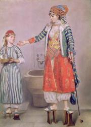 Turkish Woman with her Servant (pastel on paper) | Obraz na stenu