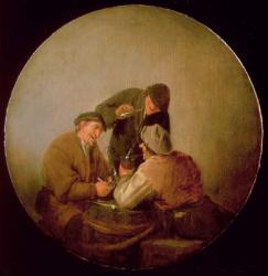 Three Peasants Drinking and Smoking in an Interior (oil on canvas) | Obraz na stenu