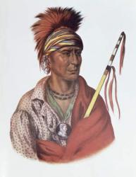 Notchimine or No Heart, an Iowa Chief, 1837, illustration from 'The Indian Tribes of North America, Vol.2', by THomas L. McKenney and James Hall, pub. by John Grant (colour litho) | Obraz na stenu