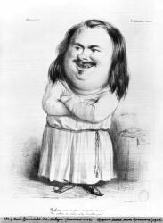Caricature of Honore de Balzac (1799-1850) illustration from 'Le Charivari', 1838 (litho) (b/w photo) | Obraz na stenu