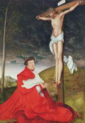 Albert, Cardinal Elector of Mainz at the foot of the Cross (oil on panel) | Obraz na stenu