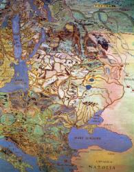 Map of Central Europe, from the 'Sala Del Mappamondo' (Hall of the World Maps) (fresco) | Obraz na stenu
