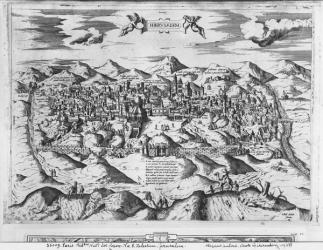 View of Jerusalem, 1570 ? (engraving) (b/w photo) | Obraz na stenu