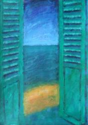 Green Shutters (acrylic on board) | Obraz na stenu