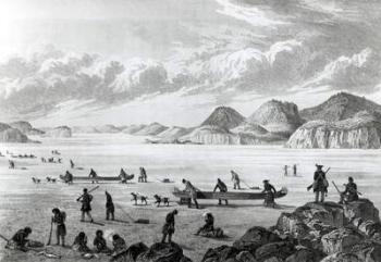 Expedition passing through Point Lata on the Ice, engraved by Edward Francis Finden (1791-1857) 25th June 1821 (engraving) (b/w photo) | Obraz na stenu