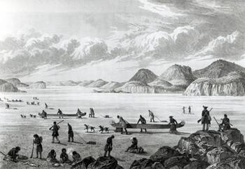 Expedition passing through Point Lata on the Ice, engraved by Edward Francis Finden (1791-1857) 25th June 1821 (engraving) (b/w photo) | Obraz na stenu