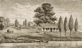 The First House to be Built by Mackinzie, Chicago, from 'American Pictures' published by the Religious Tract Society, 1876 (engraving) | Obraz na stenu