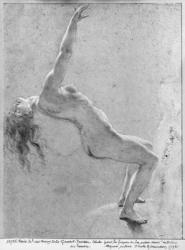 Flood scene, study of female nude (pierre noire & white chalk highlights on paper) (b/w photo) | Obraz na stenu