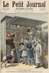 New Year's Day in Paris: The Little Stalls on the Boulevard, cover of 'Le Petit Journal', 2nd January 1892 (coloured engraving) | Obraz na stenu