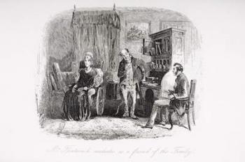 Mr. Flintwinch mediates as a friend of the family, illustration from 'Little Dorrit' by Charles Dickens (1812-70) first published 1857 (litho) | Obraz na stenu