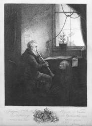Duke Esterhazy Playing the Clarinet, 1809 (engraving) (b/w photo) | Obraz na stenu