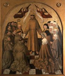 St. Francis Giving the Rule to his Disciples, panel from the Pala di Rocca (tempera & gold leaf on panel) | Obraz na stenu