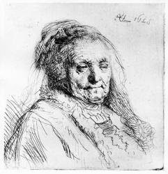 Portrait of the artist's mother, 1628 (etching) | Obraz na stenu