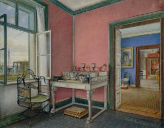 Writing cabinet of the crown princess in the Charlottenhof Palace, Berlin (w/c on paper) | Obraz na stenu