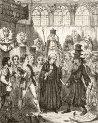 Illustration after George Cruikshank for the poem 'The Merchant of Venice', a legend of Italy, from 'The Ingoldsby Legends or Mirth and Marvels', by Thomas Ingoldsby, published in 1865 (litho) | Obraz na stenu