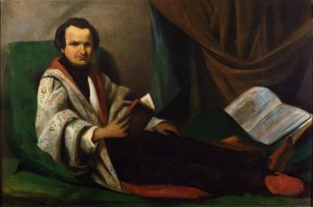 Victor Hugo (1802-85) on his divan, c.1830-40 (oil on canvas) | Obraz na stenu