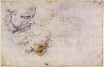 W.60 Sketch of a male head, in two positions (pencil on paper) | Obraz na stenu
