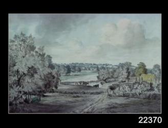 The Valley of the Stour, with Langham church in the distance (w/c on paper) | Obraz na stenu