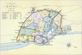 Plan of Delhi 1857-58, engraved by Guyot & Wood, pub. by William Mackenzie, Edinburgh, c.1860 (coloured engraving) | Obraz na stenu