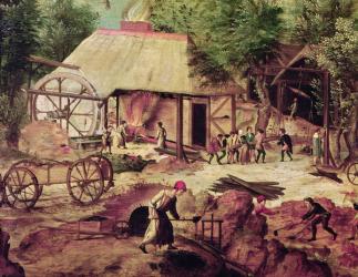 Landscape with Forge, detail of the foundry (oil on canvas) (detail of 316368) | Obraz na stenu