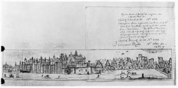 View of Hampton Court Palace (pen and ink) (b/w photo) | Obraz na stenu