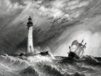Eddystone Lighthouse, print made by W.B. Cooke, 1836 (engraving) | Obraz na stenu