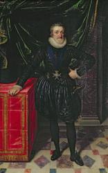 Portrait of Henri IV (1553-1610) King of France, in a black costume, c.1610 (panel) | Obraz na stenu