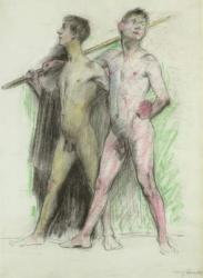 Study of two male figures (pastel on paper) | Obraz na stenu