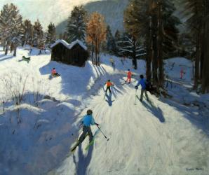 Two mountain huts, Pleney, Morzine (oil on canvas) | Obraz na stenu