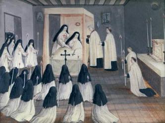 Administration of Holy Communion to a Nun, from 'L'Abbaye de Port-Royal', c.1710 (gouache on paper) | Obraz na stenu