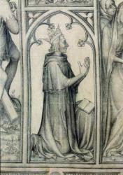 The Parement of Narbonne, detail of Charles V (1338-80) praying, c.1375 (grisaille on silk) (detail of 83469) | Obraz na stenu