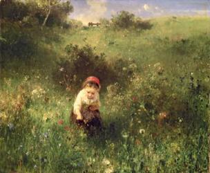 A Young Girl in a Field | Obraz na stenu
